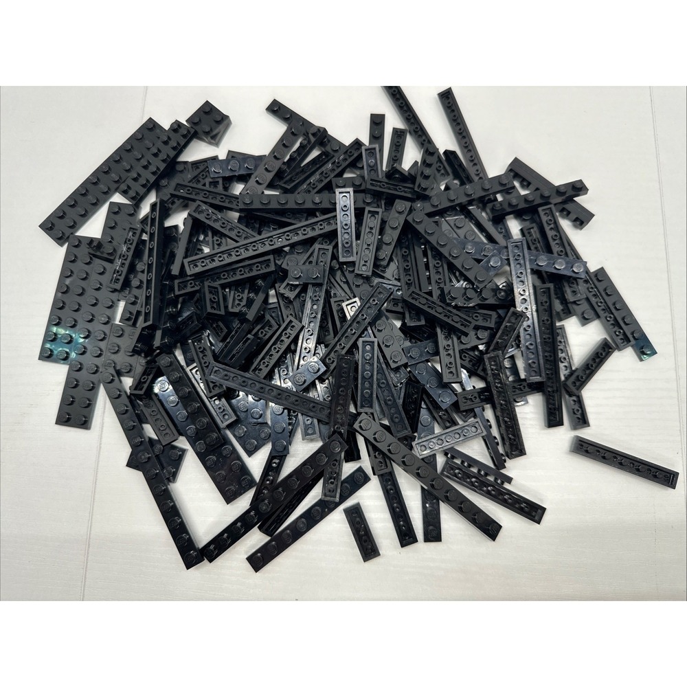 Lego Parts Plates‎ - Lot Of 150 Black Plates Assorted Sizes